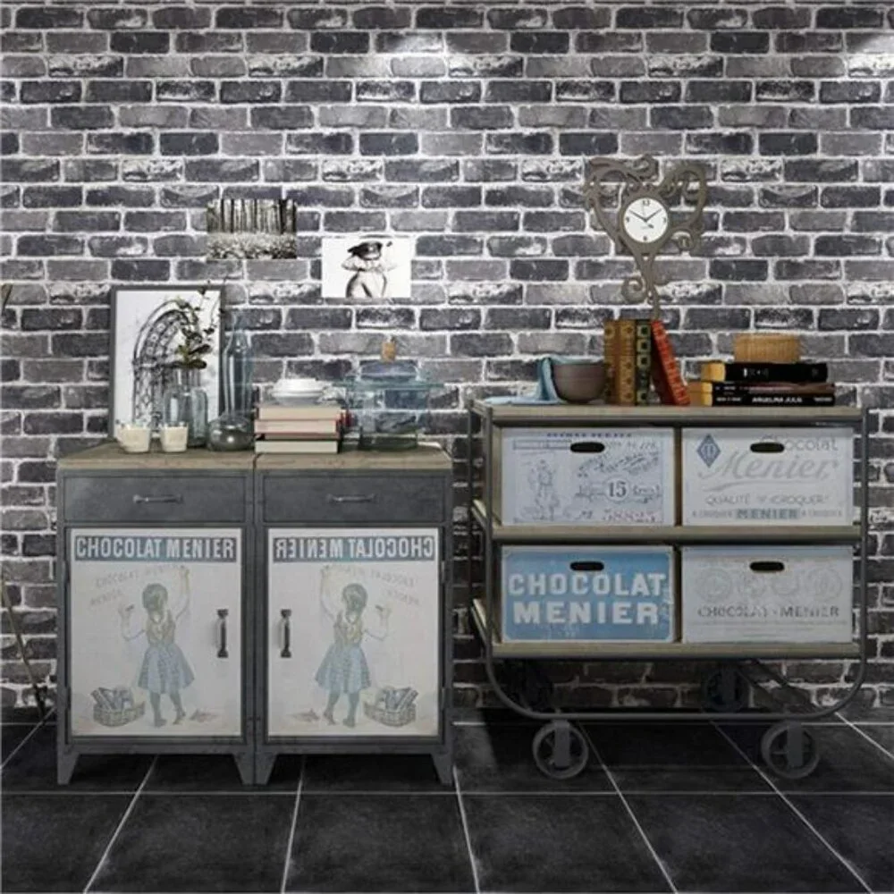 Grey Brick Peel and Stick Wallpaper Self Adhesive Vinyl Contact Paper Roll